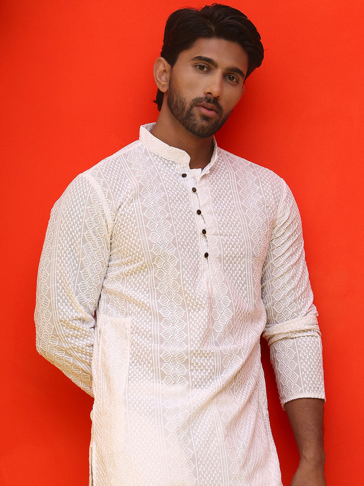 Embroidered Cotton Kurta With Churidar