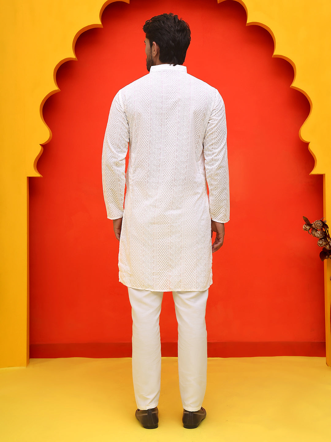 Embroidered Cotton Kurta With Churidar
