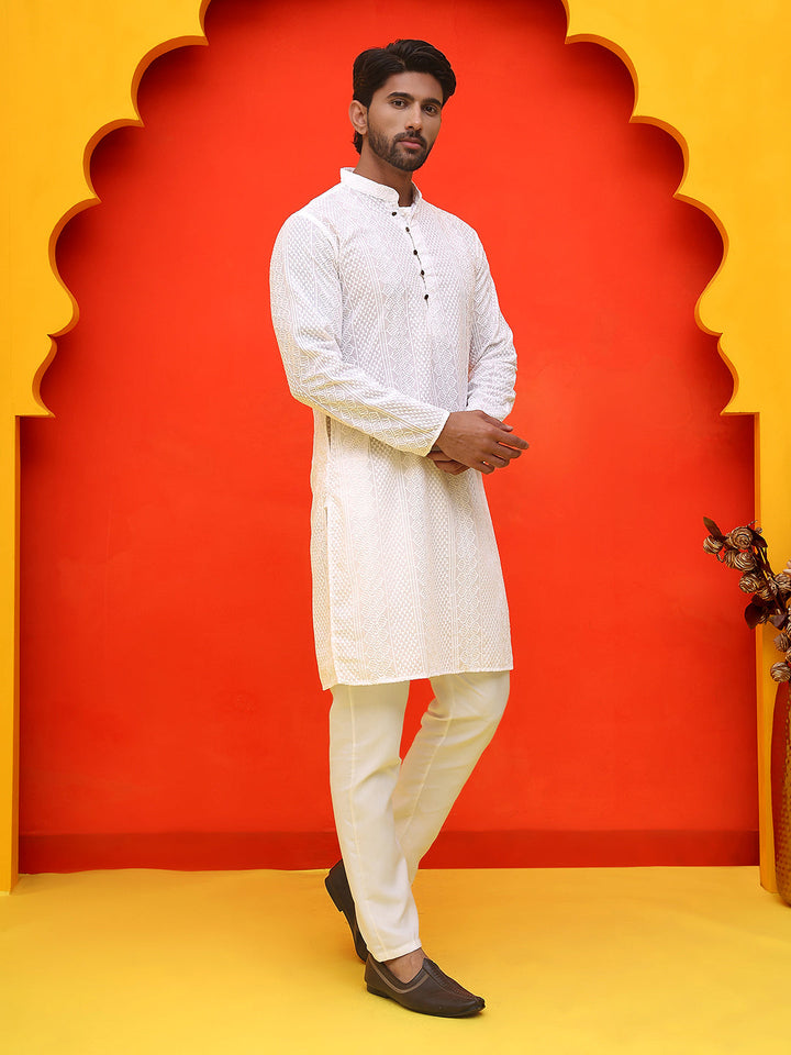Embroidered Cotton Kurta With Churidar