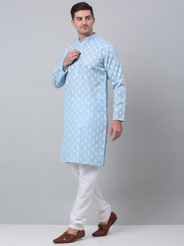 Floral Printed Kurta With Churidar For Men