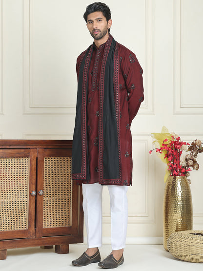 Embroidered & Sequin Kurta Pyjama With Dupatta