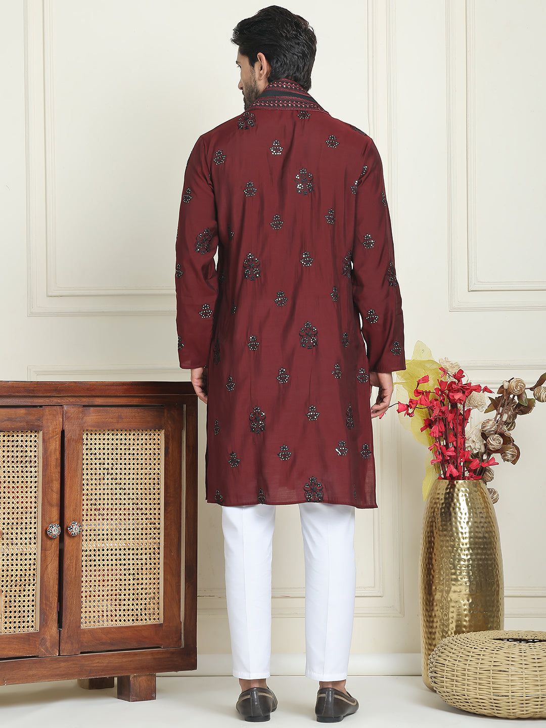 Embroidered &amp; Sequin Kurta Pyjama With Dupatta