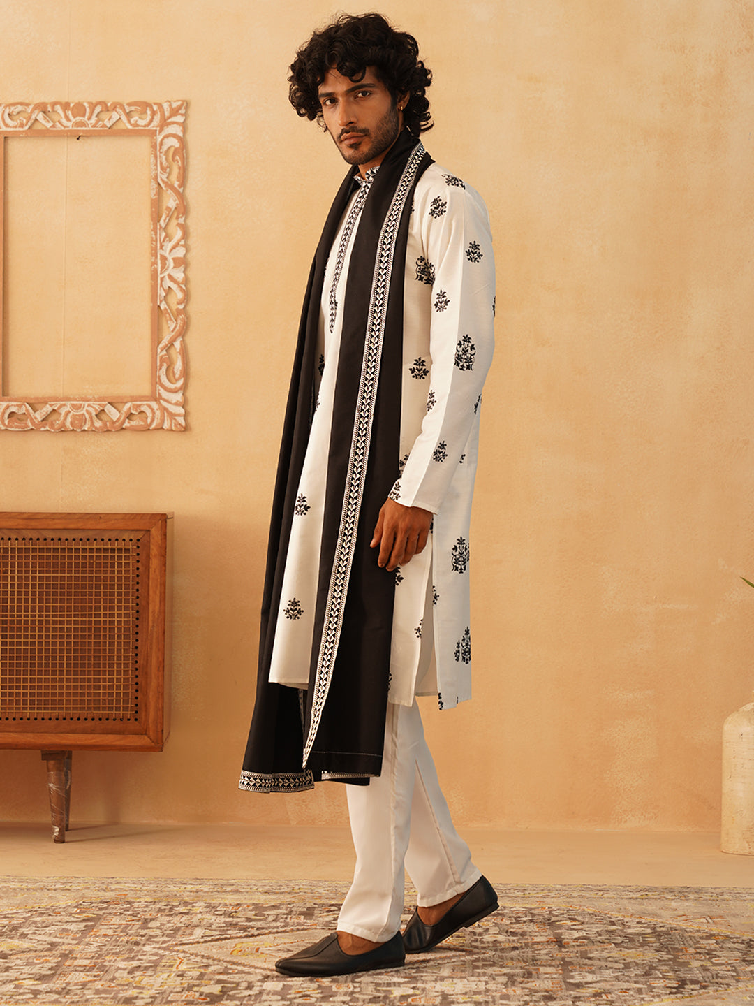 Embroidered &amp; Sequin Kurta Pyjama With Dupatta