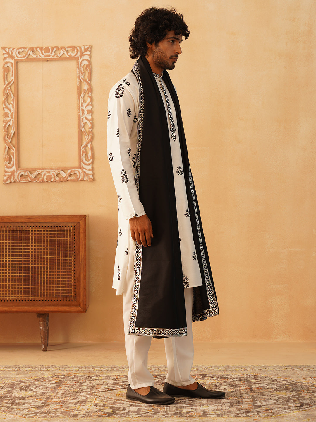 Embroidered &amp; Sequin Kurta Pyjama With Dupatta