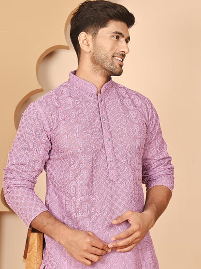 Men'S Embroidered Kurta Pyjama Set