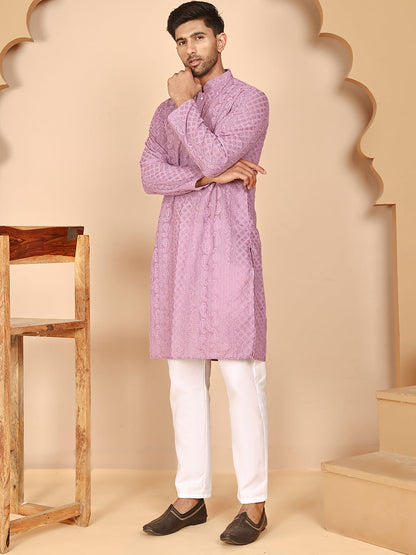 Men'S Embroidered Kurta Pyjama Set