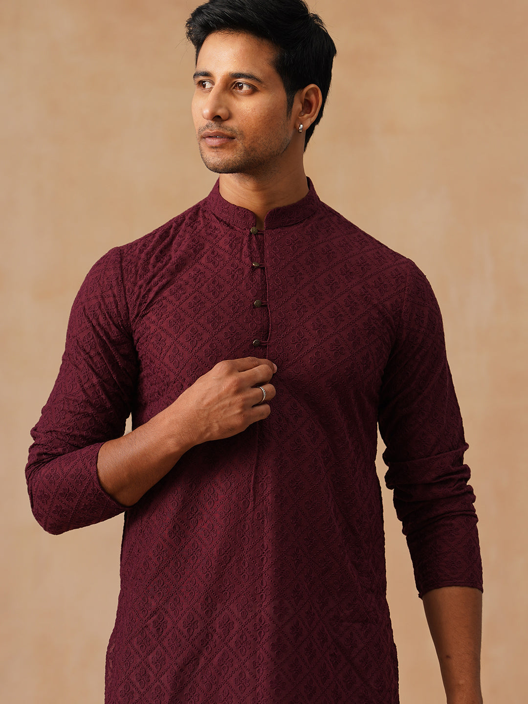Embroidered Cotton Kurta With Pyjama