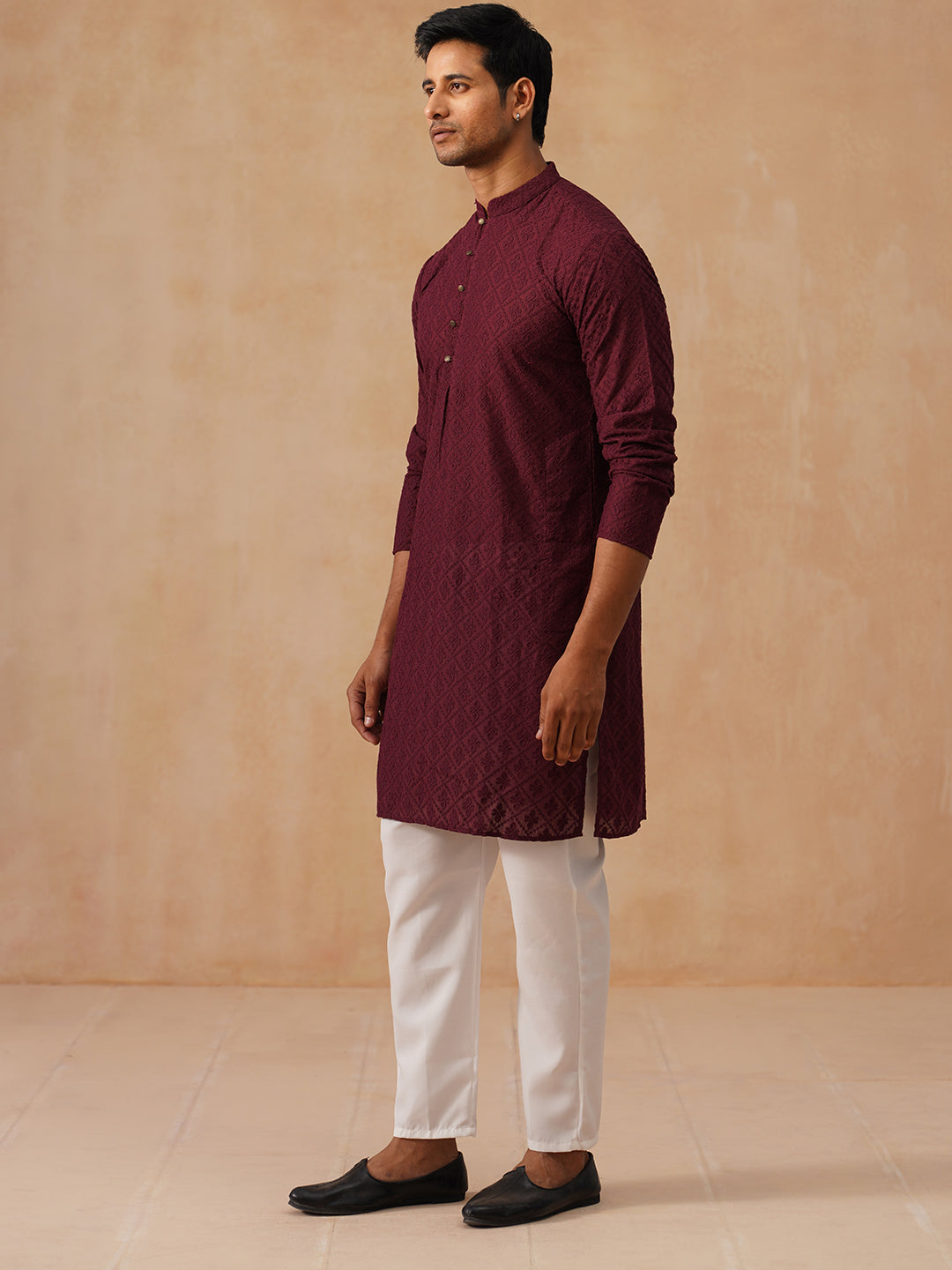 Embroidered Cotton Kurta With Pyjama