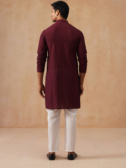 Embroidered Cotton Kurta With Pyjama