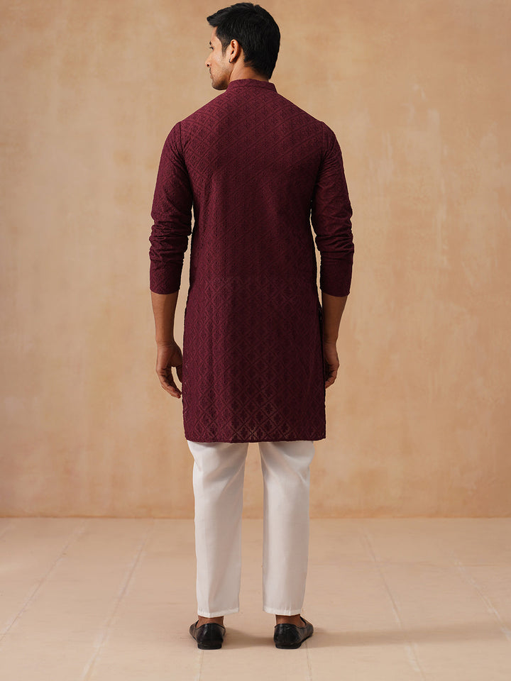 Embroidered Cotton Kurta With Pyjama