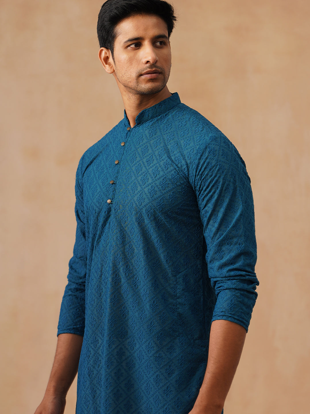 Embroidered Cotton Kurta With Pyjama
