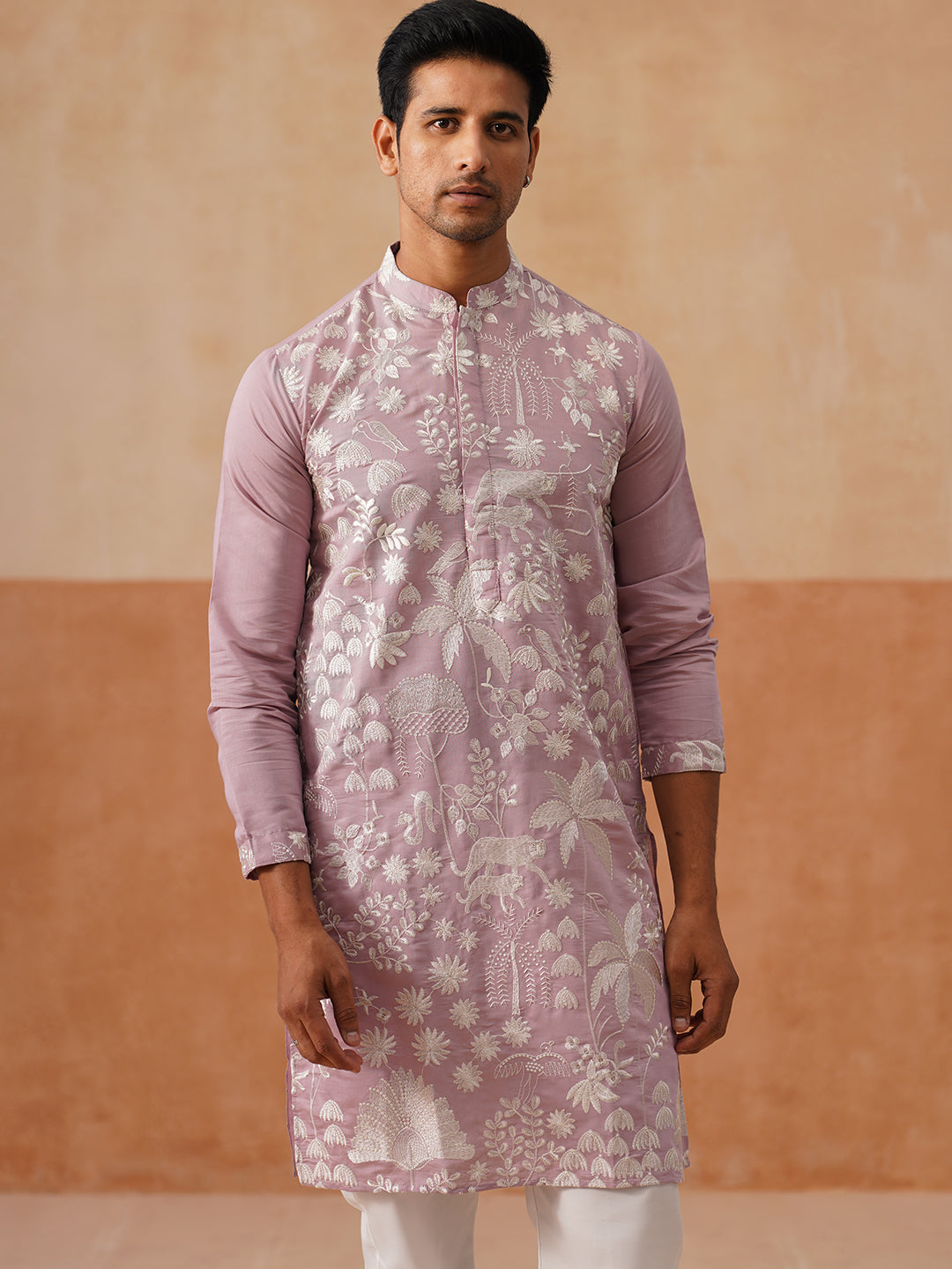 Embroidered Straight Kurta Pyjama Set.