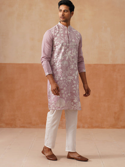 Embroidered Straight Kurta Pyjama Set.
