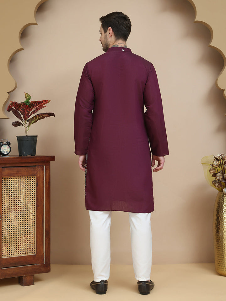 Floral Embroidered And Sequins Kurta Set