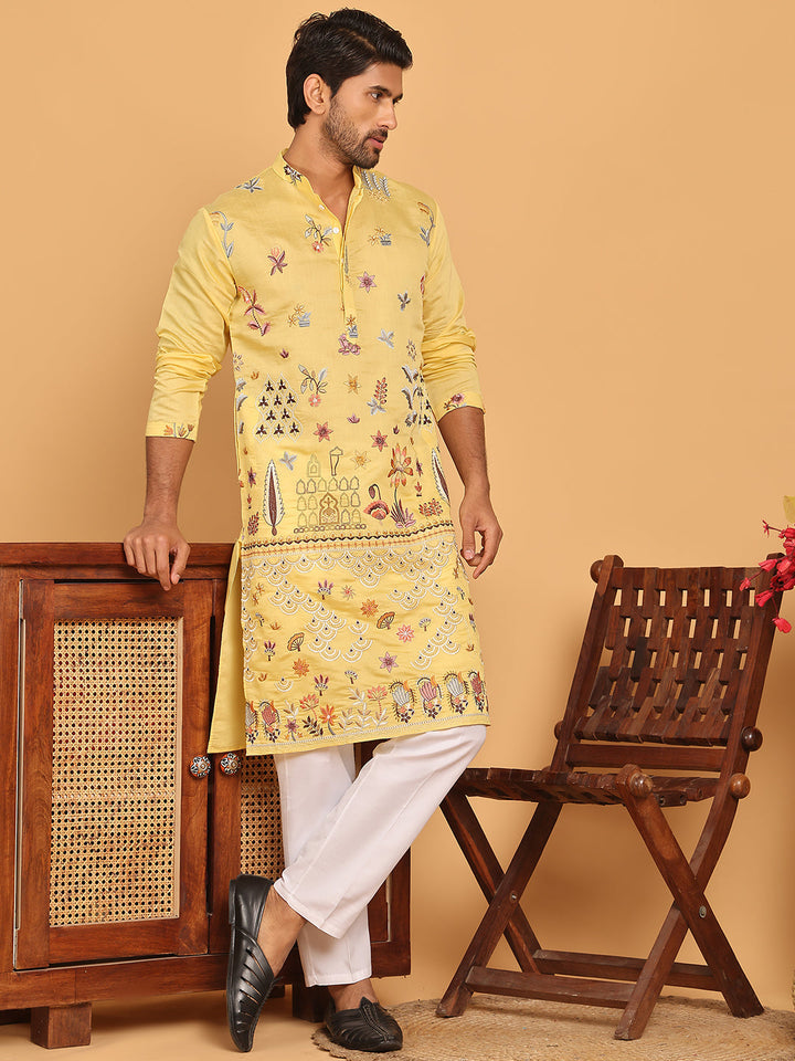 Floral Embroidered And Sequins Kurta Set