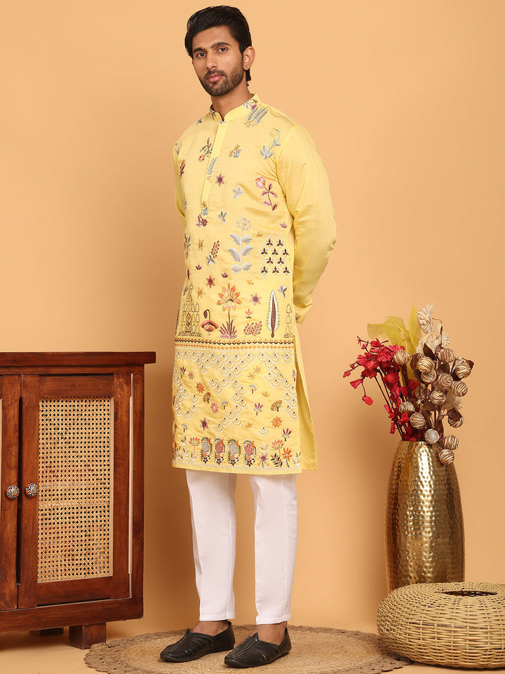 Floral Embroidered And Sequins Kurta Set