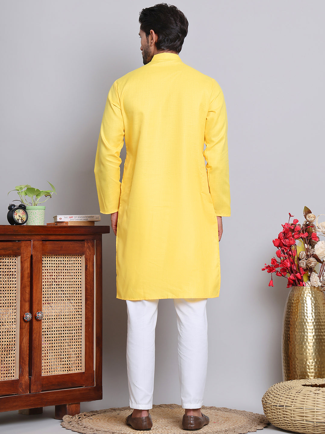 Solid Cotton Kurta Set For Men