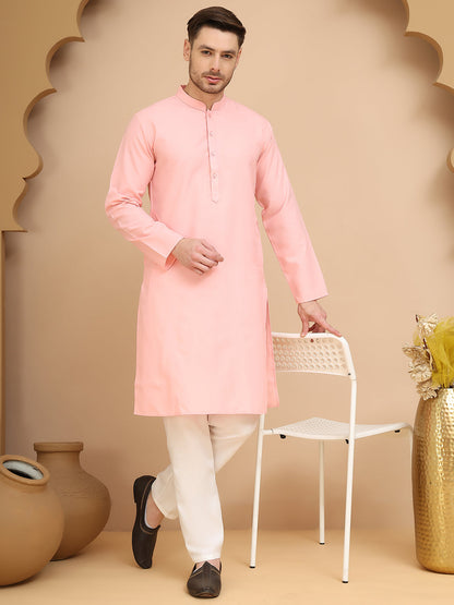 Solid Cotton Kurta Set For Men