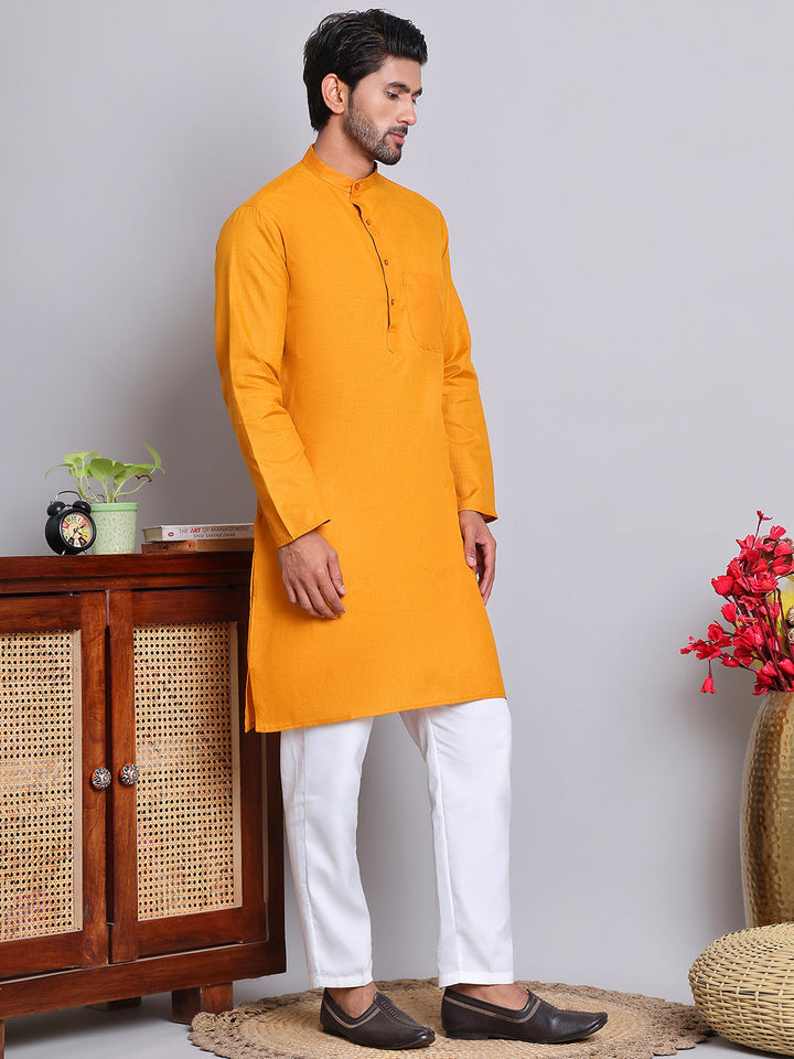 Solid Cotton Kurta Set For Men