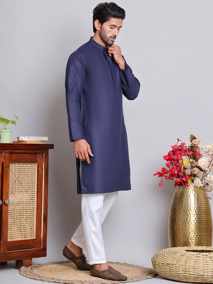 Solid Cotton Kurta Set For Men