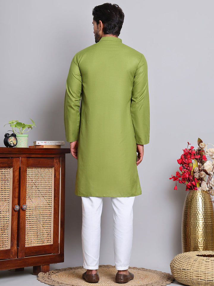 Solid Cotton Kurta Set For Men