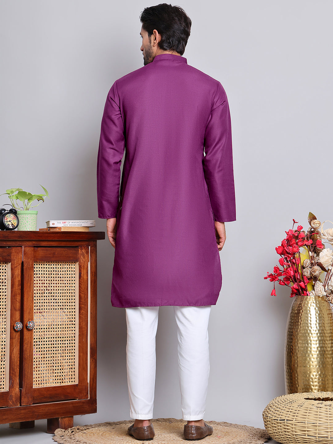 Solid Cotton Kurta Set For Men