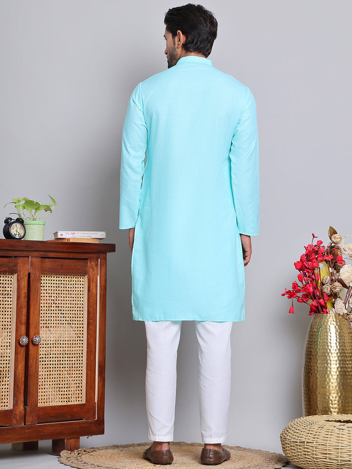 Solid Cotton Kurta Set For Men