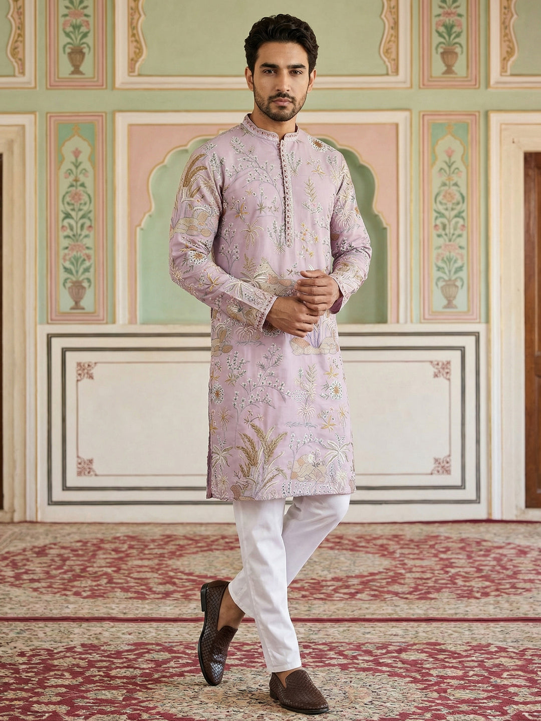 Floral Embroidered Straight Kurta Set