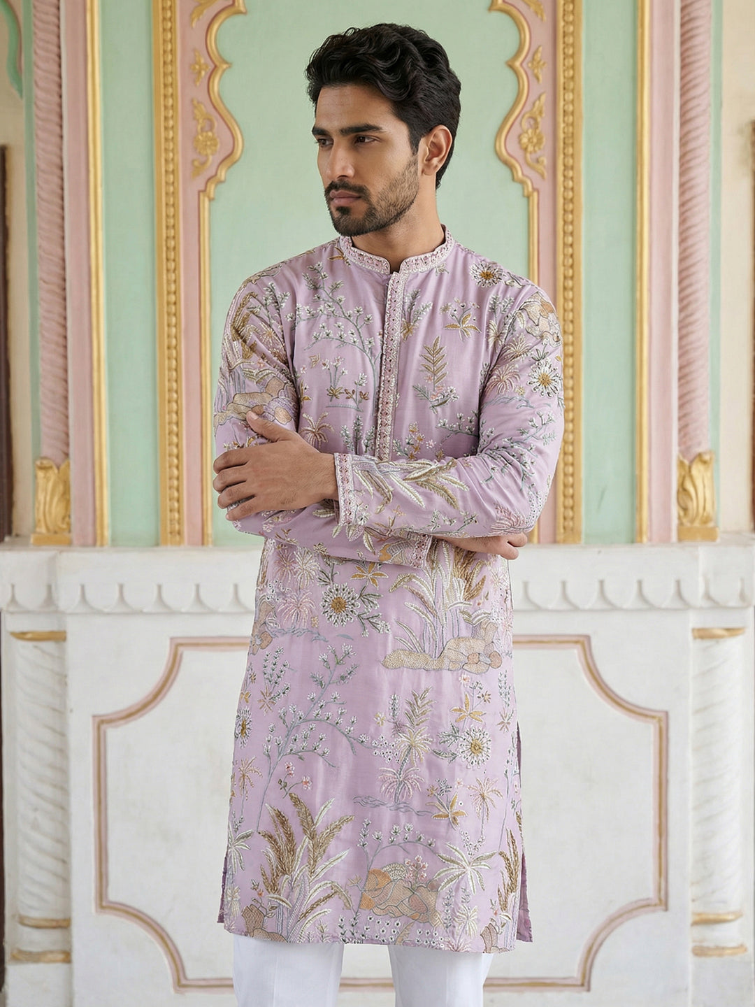 Floral Embroidered Straight Kurta Set