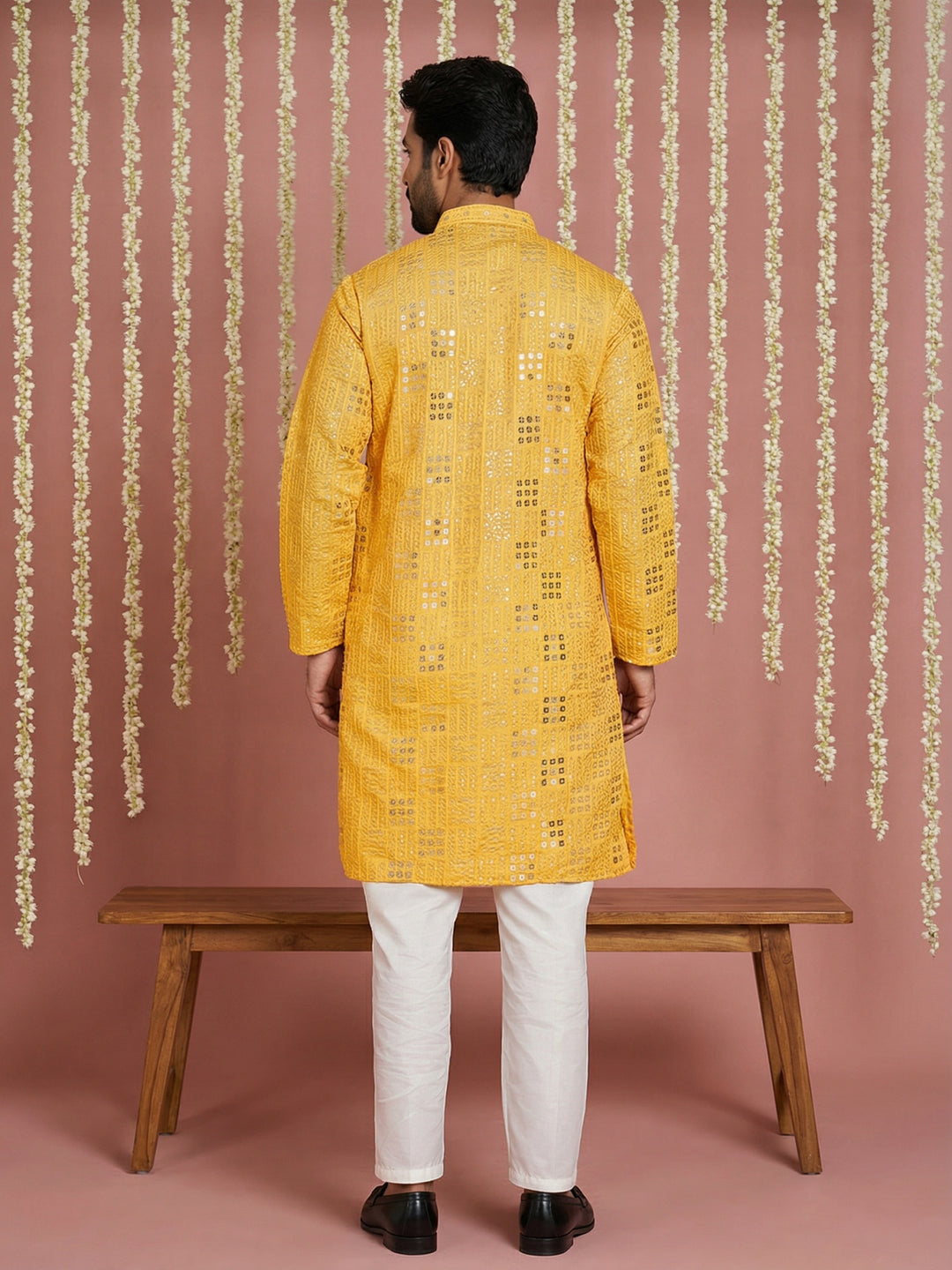 Embroidered &amp; Sequins Kurta Pyjama