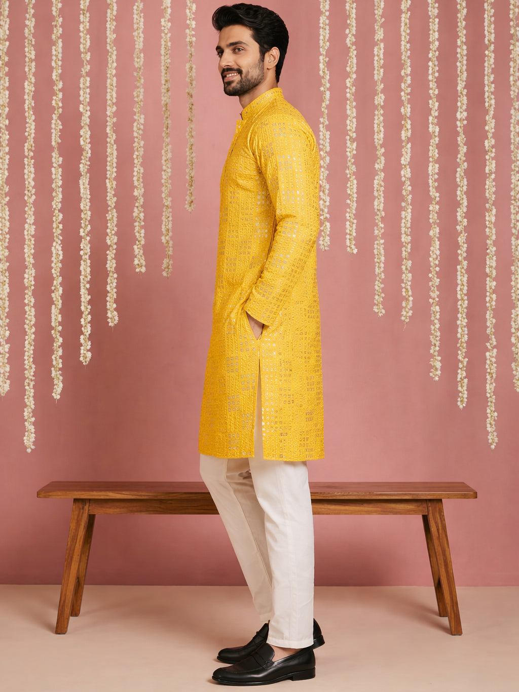 Embroidered &amp; Sequins Kurta Pyjama
