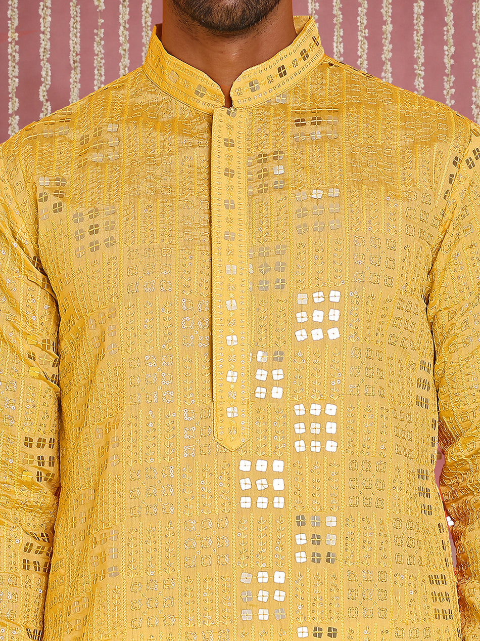 Embroidered &amp; Sequins Kurta Pyjama