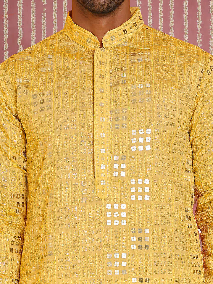 Embroidered &amp; Sequins Kurta Pyjama