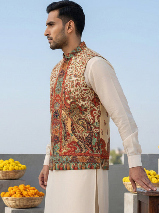 Printed Velvet Nehru Jacket