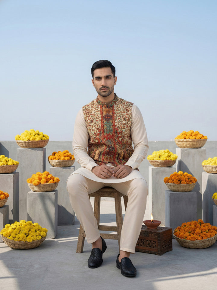 Printed Velvet Nehru Jacket