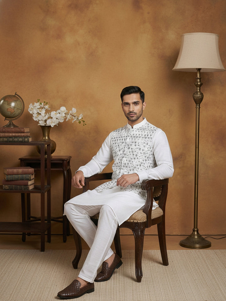 Embroidered Nehru Jacket For Men