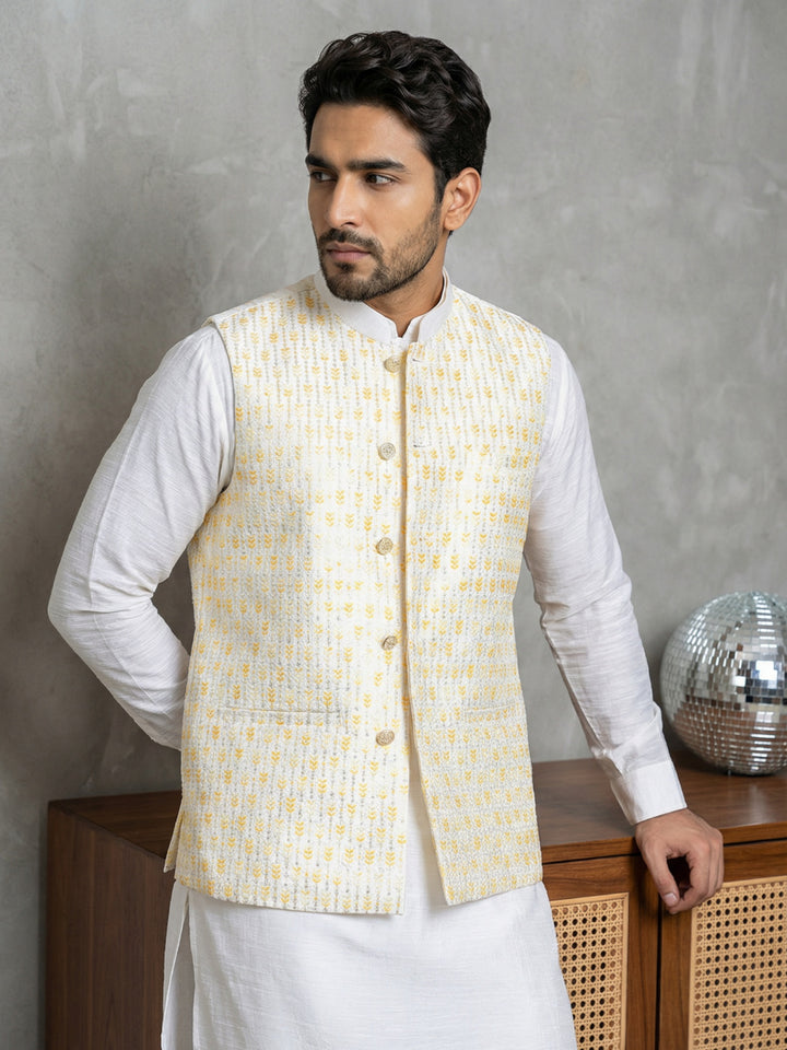 Embroidered Nehru Jacket For Men