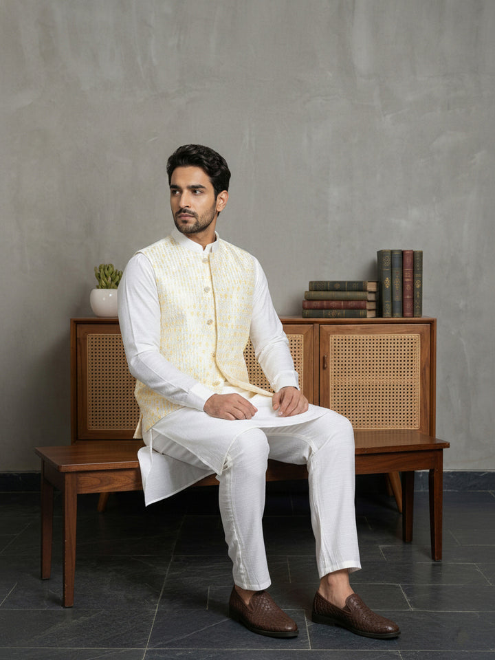 Embroidered Nehru Jacket For Men