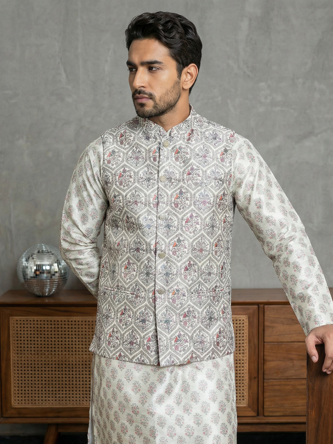 Digital Printed Nehru Jacket For Men