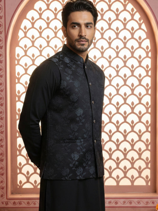 Embossed Nehru Jacket For Men