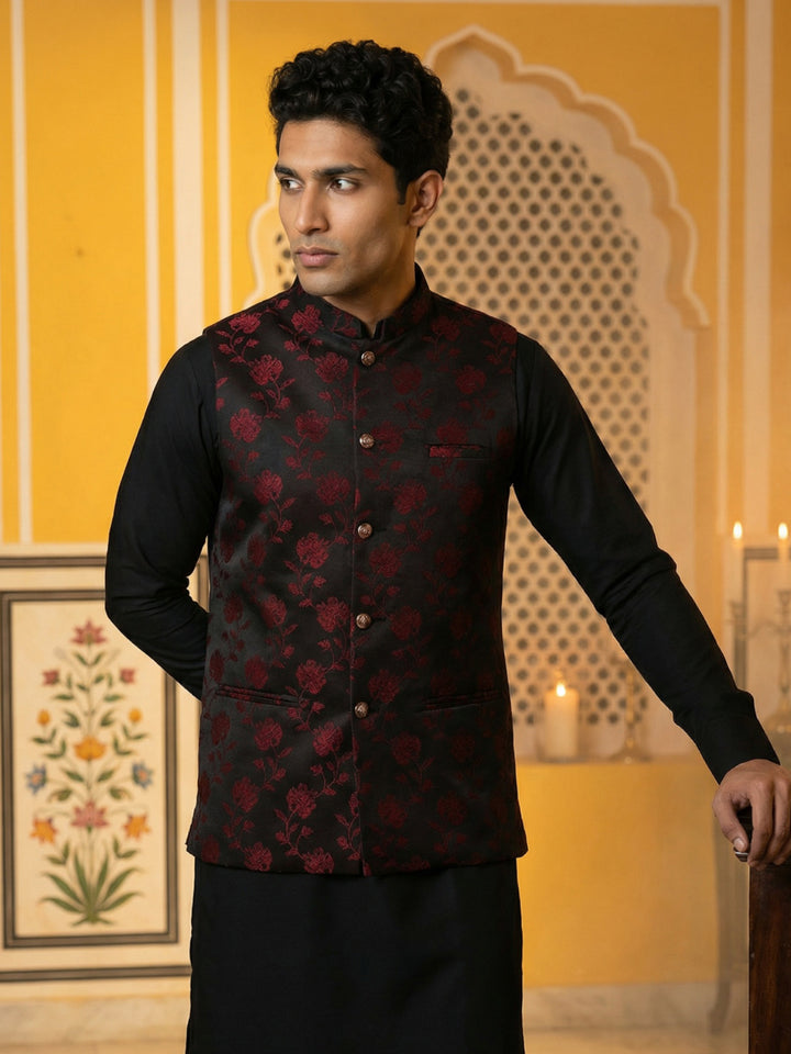 Embossed Nehru Jacket For Men