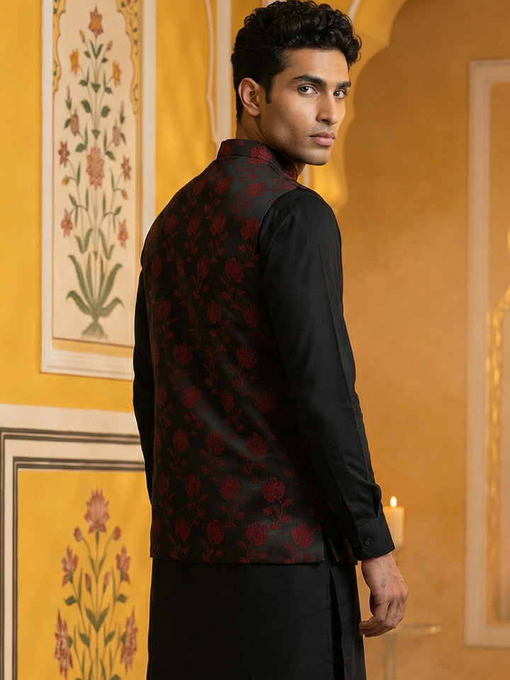 Embossed Nehru Jacket For Men