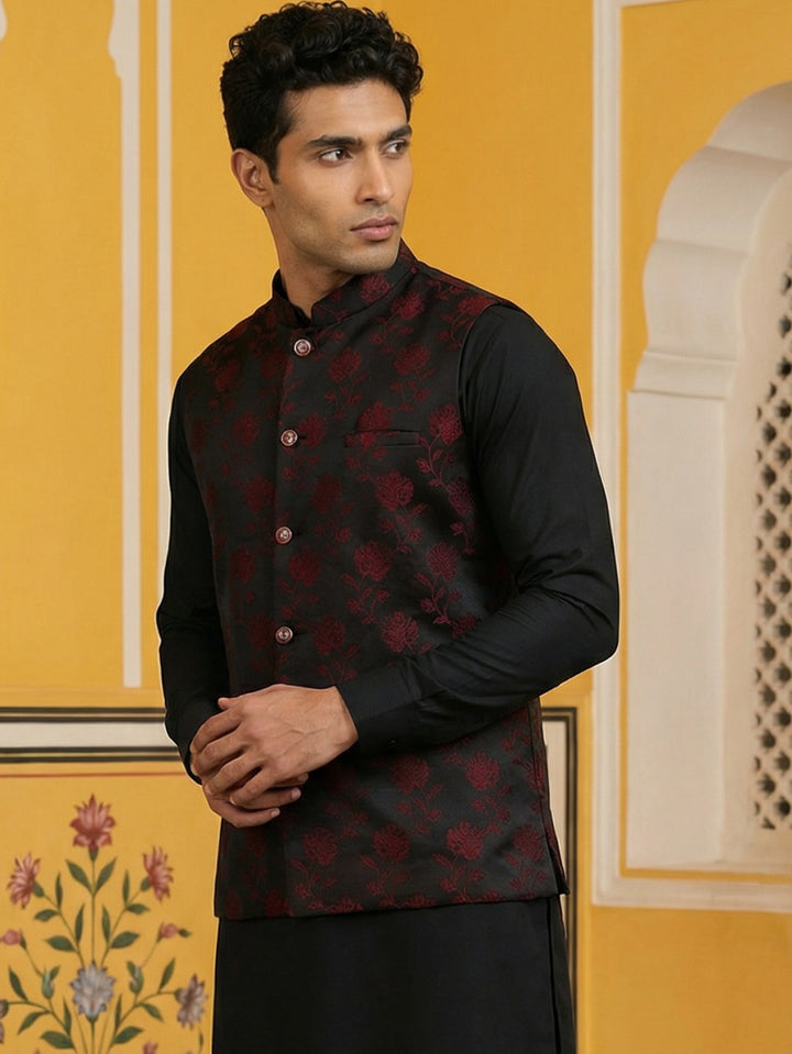 Embossed Nehru Jacket For Men