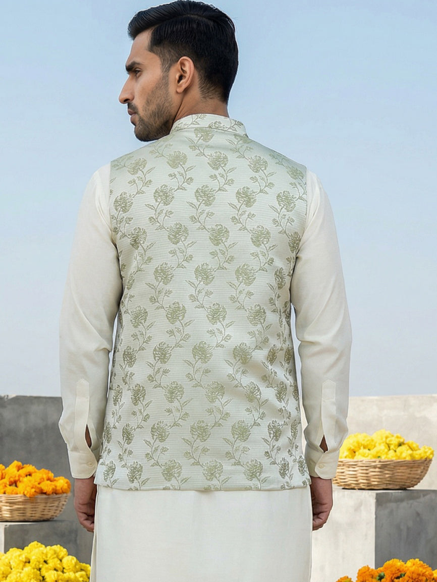 Embossed Nehru Jacket For Men
