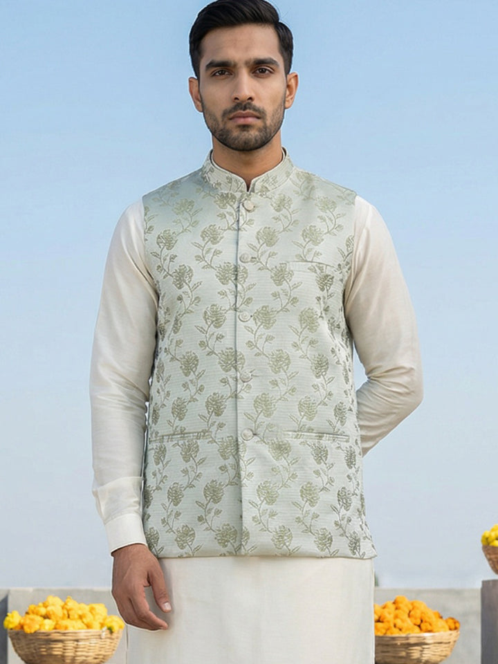 Embossed Nehru Jacket For Men