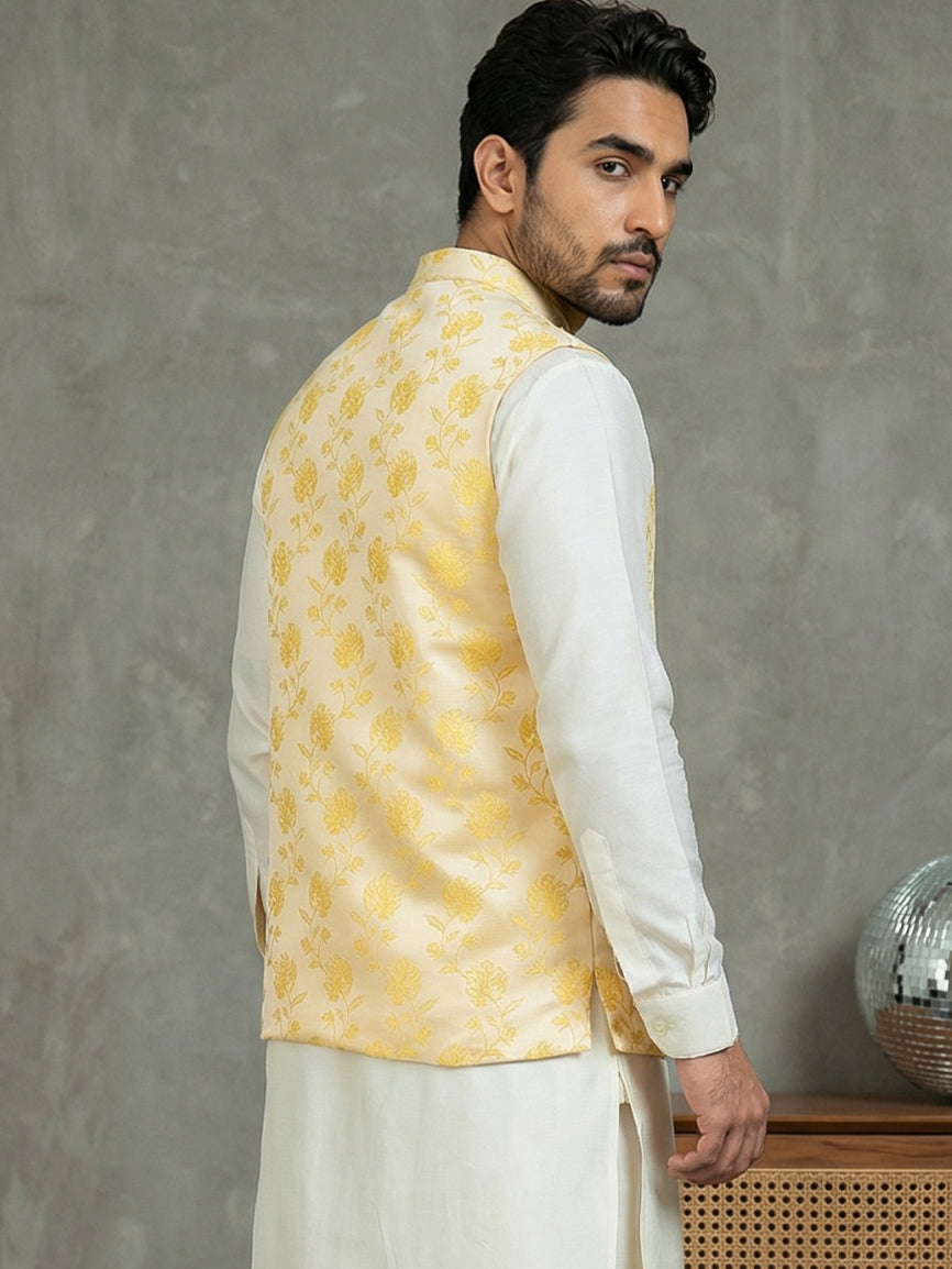 Embossed Nehru Jacket For Men