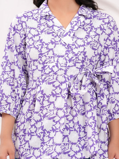 Purple Cotton Floral Top