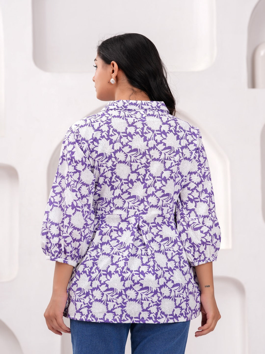 Purple Cotton Floral Top
