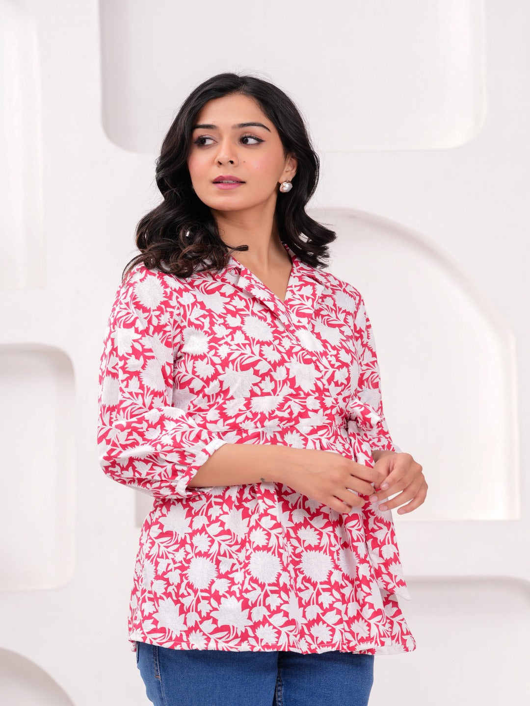 Red Cotton Floral Top