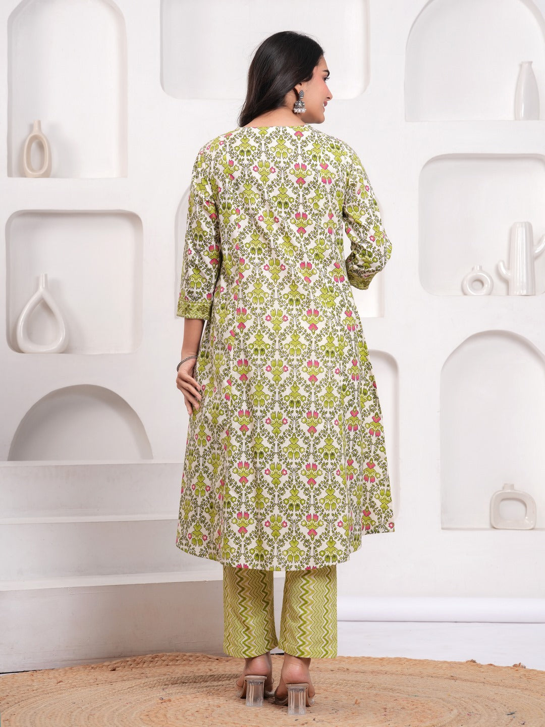 Yellow Floral Print Kurta Pant Dupatta Set